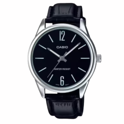 Casio General MTP-V005L-1B Black Leather Band Men Watch